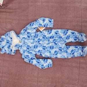 Healthtex Fleece Blue Football Footed Zip Up - Size 6-‎ 9 months